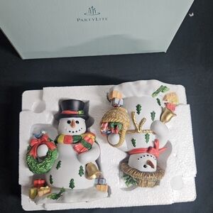 PartyLite - Snowman Candle Holder Set